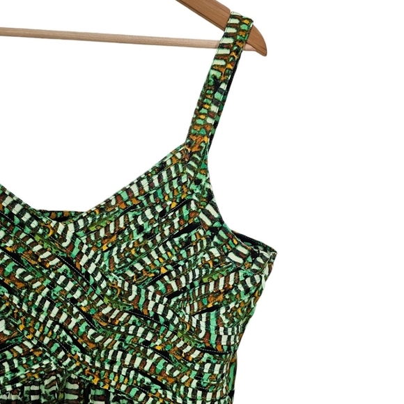 New Directions Green Printed Pintucked Fit & Flare Plus Size Fall Midi Dress 18 - Picture 8 of 11